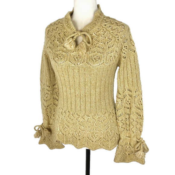 kenzie Sweaters - Kenzie golden crochet sweater